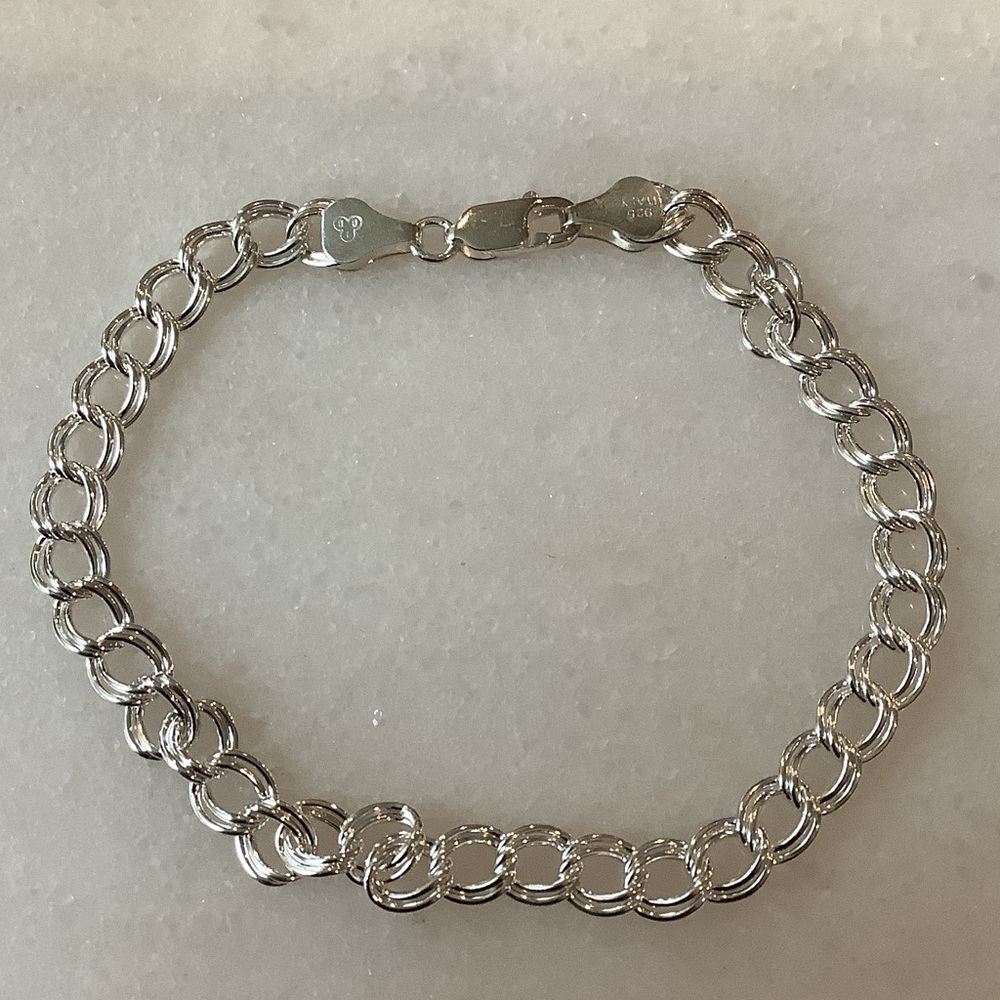 Sterling Silver STAMPED 925 Chain Link Charm Bracelet, Brand New